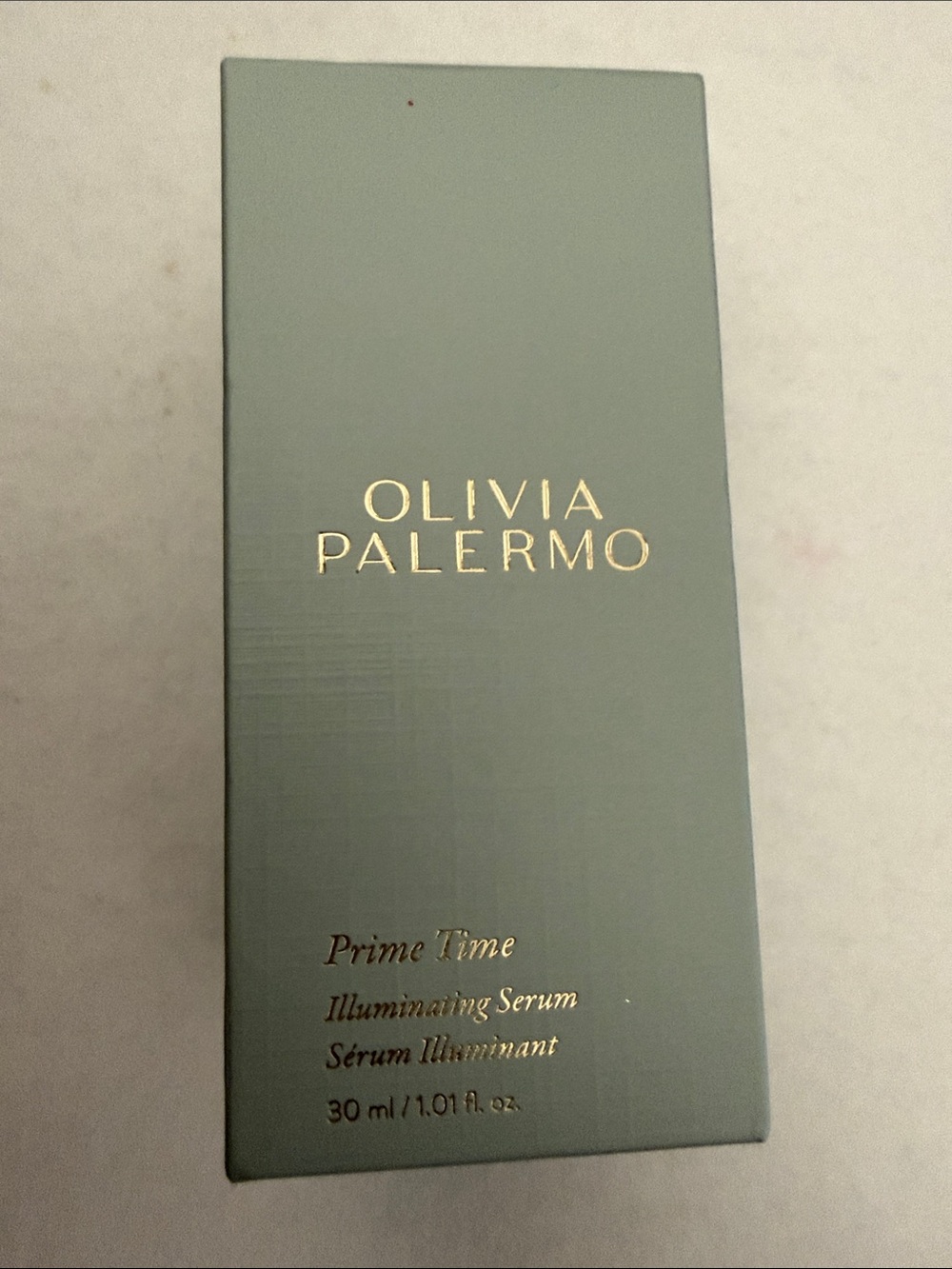 Olivia Palermo Prime Time Illuminating Serum - Sage Green Box